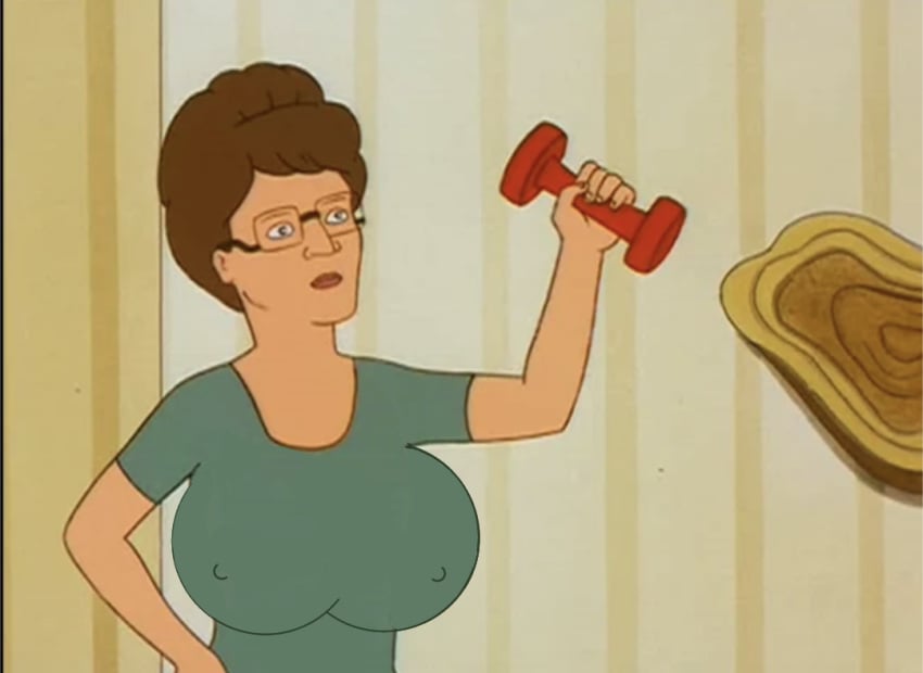 big_breasts breast_expansion breast_growth breasts exercise exercise_clothing expansion glasses huge_breasts king_of_the_hill large_breasts mature_female milf nipple_bulge nipples_visible_through_clothing peggy_hill pokies poking_out screencap screenshot screenshot_edit