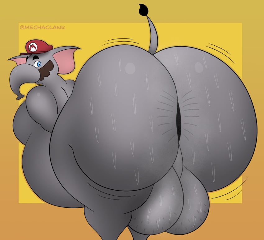 1boy anthro ass_focus balls big_ass big_balls big_butt butt_focus elephant elephant_mario elephantid huge_ass huge_butt male male_only mario mario_(series) mechaclank moustache nintendo nude obese obese_anthro presenting_anus solo_male super_mario_bros._wonder tail transformation