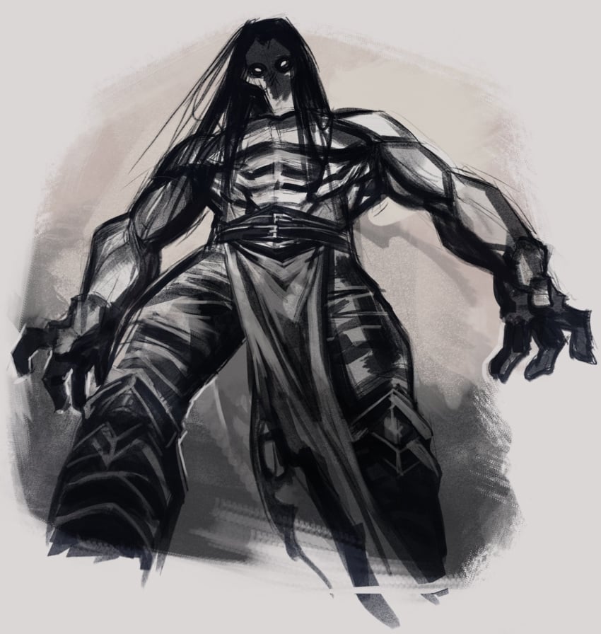 1boy abs biceps black_hair darksiders darksiders_2 death_(darksiders) facing_viewer glowing_eyes half_naked humanoid long_hair looking_at_viewer looming looming_over male male_focus male_only mask masked masked_male muscle muscles muscular muscular_arms muscular_male no_humans notesz_(artist) pecs pectorals shirtless shirtless_male six_pack skull_mask sole_male solo solo_focus solo_male standing straight_hair tagme tagme_(artist) topless topless_male