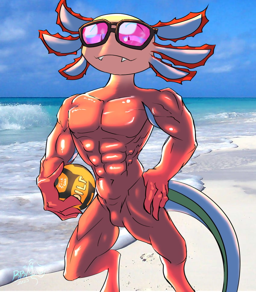 2023 5_fingers abs amphibian animal_legs anthro anthro_only artist_logo artist_signature axo_(fortnite) axolotl ball beach beach_volleyball biceps blue_body blue_eyes blue_scales brachioradialis closed_mouth closed_smile colored dated deltoids digital_drawing_(artwork) digital_media_(artwork) digitigrade extensor_carpi fanart featureless_crotch fortnite front_view glistening glistening_body glistening_scales green_body green_scales half-closed_eyes hand_on_leg happy holding_ball holding_volleyball humanoid_hands latissimus_dorsi lighting logo looking_at_viewer male male_anthro male_only membrane_(anatomy) mostly_nude mostly_nude_anthro mostly_nude_male multicolored_body multicolored_scales muscles muscular muscular_anthro muscular_arms muscular_legs muscular_male navel obliques outside pecs photo_background pink_body pink_scales pinup portrait pose quads salamander_(amphibian) sand sea serratus serratus_anterior shaded shore signature smile smiling smiling_at_viewer solo solo_anthro solo_male standing sunglasses thebigblackcod three-quarter_portrait triceps volleyball water wearing_eyewear wearing_glasses wearing_sunglasses wide_stance