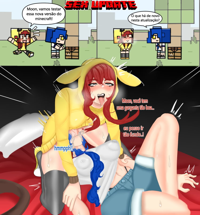 1futa 1girls ahe_gao bed big_breasts blush bottomless brasil brazil brazilian brazilian_female breasts cherryrar clothed clothed_sex clothing comic comic_page cum cum_in_mouth cum_inside cumming cumming_from_giving_oral deep_throat deepthroat duo erection fellatio female futa_on_female futanari futanari/female hoodie human laying_down laying_on_bed light-skinned_female light-skinned_futanari light_skin minecraft minecraft_xxx minecraft_youtubers moonkase mostly_clothed nipples nipples_visible_through_clothing oral penis pikachu pikachu_(cosplay) pokemon pokemon_(cosplay) portuguese_text py39 rolling_eyes sex smile thick_thighs throat_bulge throat_fuck throat_swabbing tongue tongue_out youtube youtuber youtuber_girl youtubers