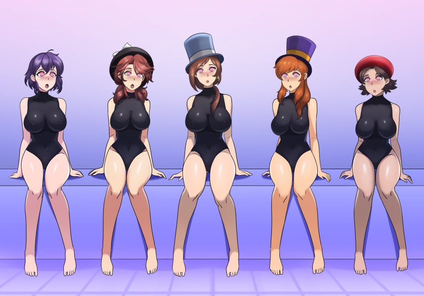 5girls a_hat_in_time adeleine barefoot brainwashing breasts brown_hair feet femsub fire_emblem fire_emblem_awakening gyakuten_saiban hat hat_adult hat_kid hypnosis hypnotic_eyes kirby_(series) large_breasts leotard long_hair mind_control morgan_(fire_emblem) morgan_(fire_emblem)_(female) multiple_girls multiple_subs navel navel_visible_through_clothes nipples nipples_visible_through_clothing open_mouth oshachu7755 ponytail purple_hair short_hair soles spiral_eyes sumireko_usami thighs toes touhou trucy_wright twintails violet_hair wide_hips