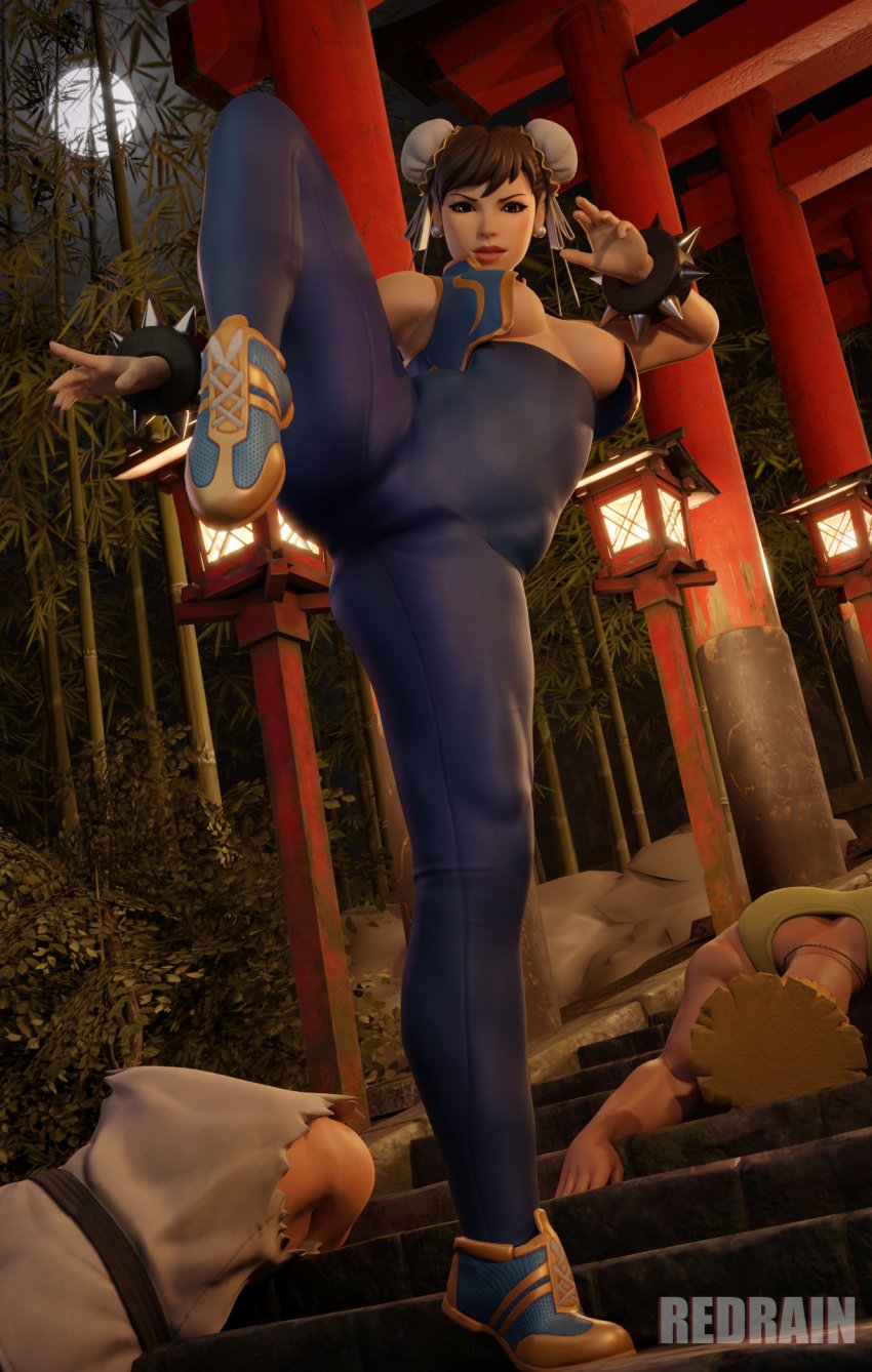 1girls asian asian_female breasts brow brown_hair cameltoe capcom chun-li chun-li_(fortnite) epic_games female female_only fortnite fortnite:_battle_royale guile nipples pussy redrainsfm ryu_(street_fighter) sneakers street_fighter unseen_male_face