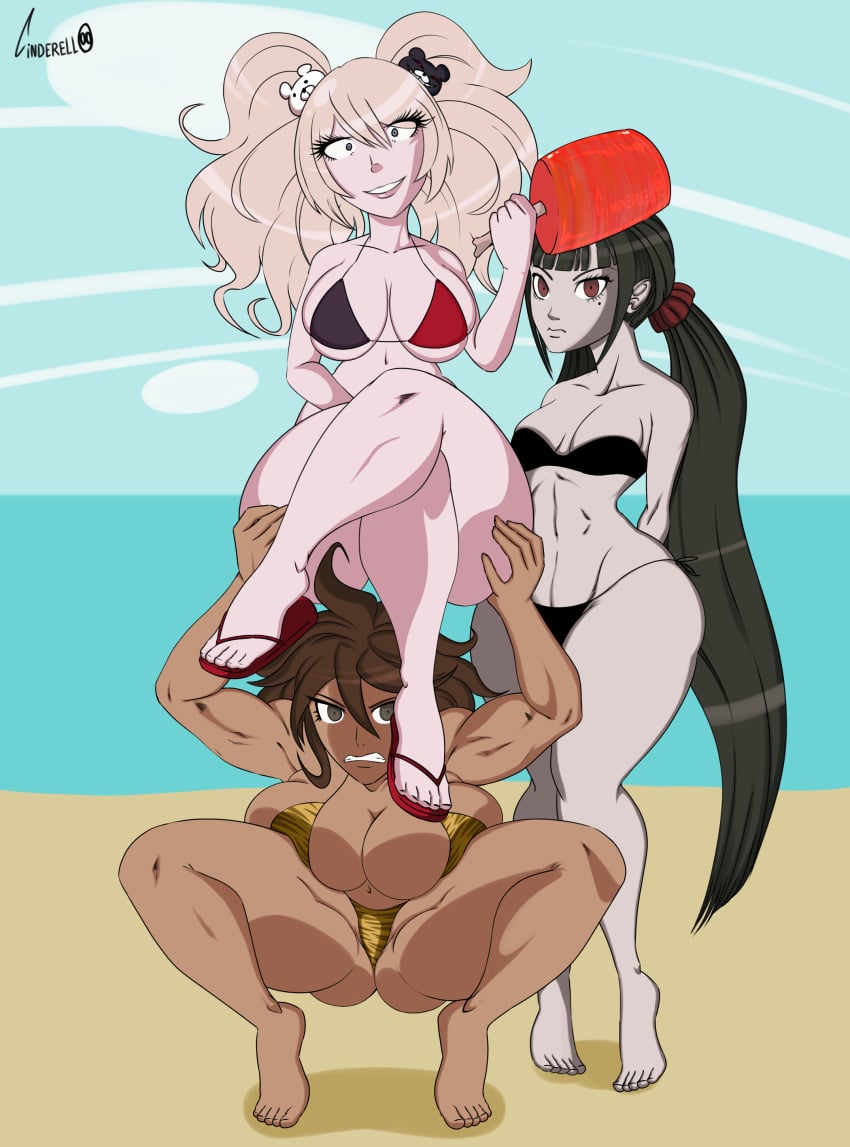 big_ass big_breasts big_butt bikini cinderello danganronpa dominant_female domination female_only harukawa_maki huge_breasts junko_enoshima owari_akane standing straight_hair