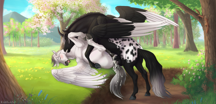 2023 absurd_res alicorn alterion_(alter) animal_genitalia animal_penis animal_pussy anus appaloosa appaloosa_(marking) ass balls bite blush bodily_fluids breast_squish breasts crotchboobs cum cum_drip cum_in_pussy cum_inside cum_on_anus cum_on_pussy cum_on_tail cum_splatter cum_string detailed_background digital_media_(artwork) draft_horse dripping duo equid equine equine_anus equine_genitalia equine_penis equine_pussy erection feathered_wings feathers female female_penetrated feral feral_on_feral fjord_horse fur genital_fluids genitals hi_res hooves horn horse kamilazu lying male male/female male_penetrating male_penetrating_female mammal mane markings nipples on_back open_mouth pegasus penetration penile penile_penetration penis penis_in_pussy puffy_anus pussy pussy_juice pussy_juice_string sex spots spread_legs spread_wings spreading squish tail two_tone_tail vaginal_penetration white_body white_fur wings zephyr_(shgold)