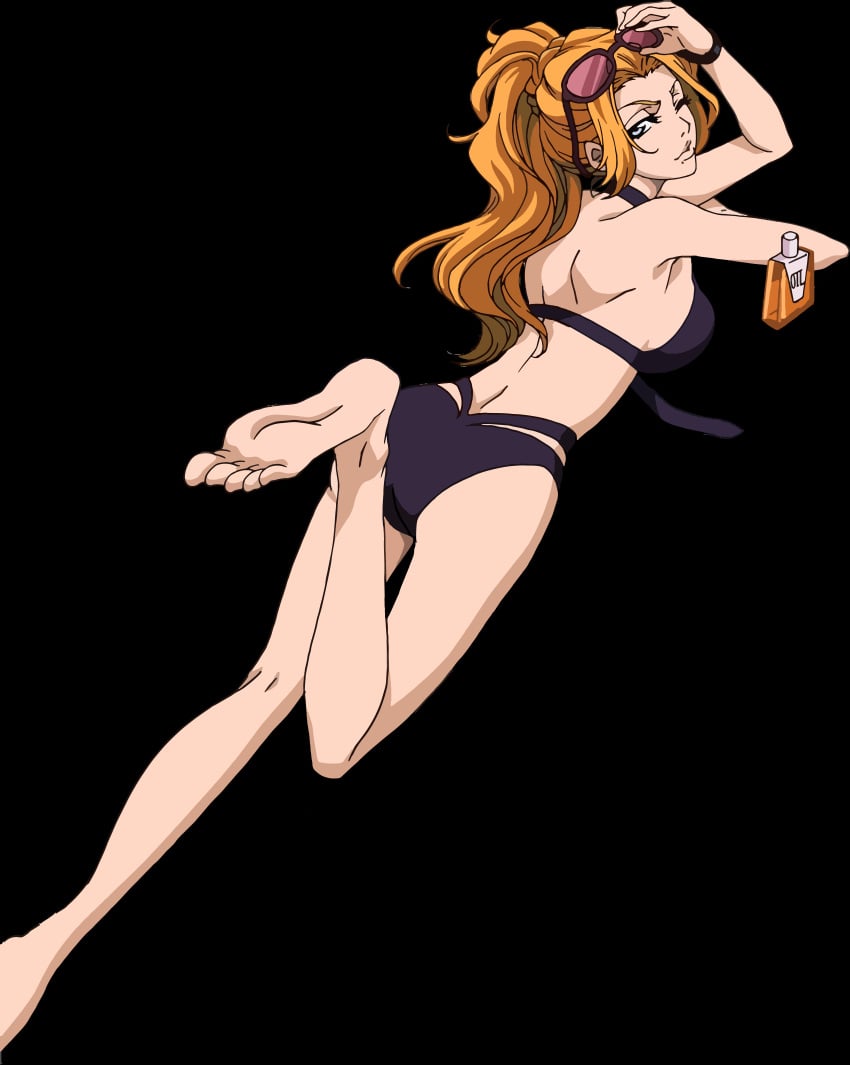 barefoot bikini bleach clothing feet female high_resolution matsumoto_rangiku official_art orange_hair soles studio_pierrot swimsuit toes very_high_resolution