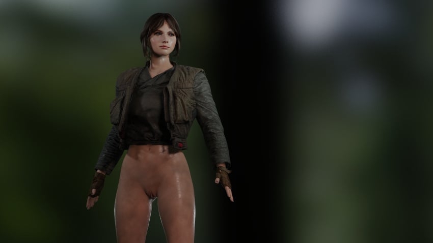 1girls 3d blender bottomless disney felicity_jones floorwalker half-dressed half_naked jyn_erso rogue_one:_a_star_wars_story sci-fi science_fiction star_wars vagina