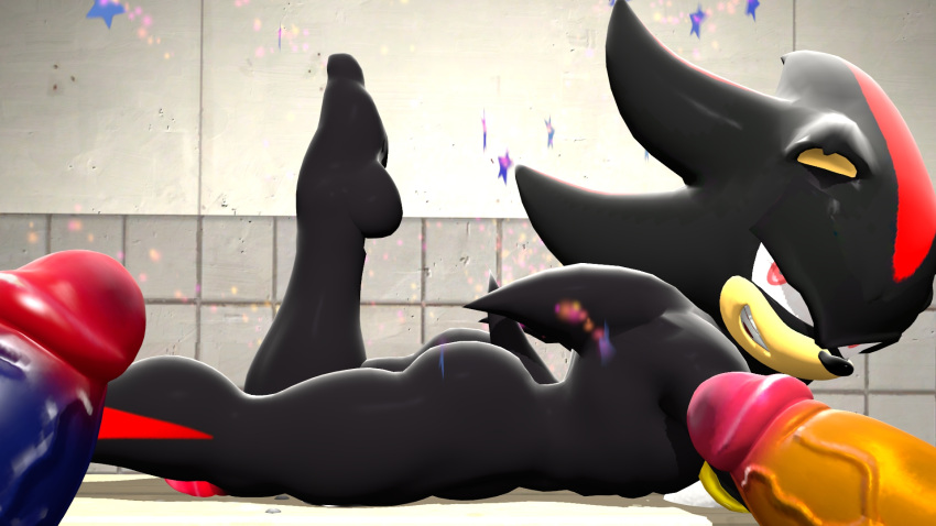 3d 3d_(artwork) black_body black_fur black_nose black_penis black_tail blue_body blue_fur blue_hair blue_penis effects fur furry_only hair laying_on_stomach locker_room male_only nude nude_male posing red_eyes red_stripes sfmbob shadow_the_hedgehog small_ass sonic_(series) sonic_the_hedgehog sonic_the_hedgehog_(series) tails trio veiny_penis yellow_body yellow_fur yellow_hair yellow_penis