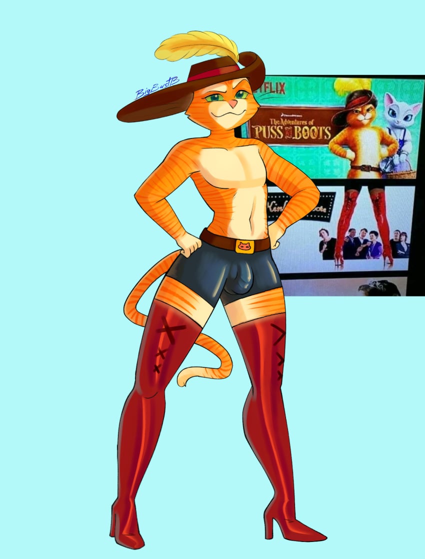 anthro bigbustb domestic_cat dreamworks felid feline felis hi_res male mammal netflix puss puss_in_boots_(dreamworks) shrek_(series) solo the_adventures_of_puss_in_boots thick_thighs