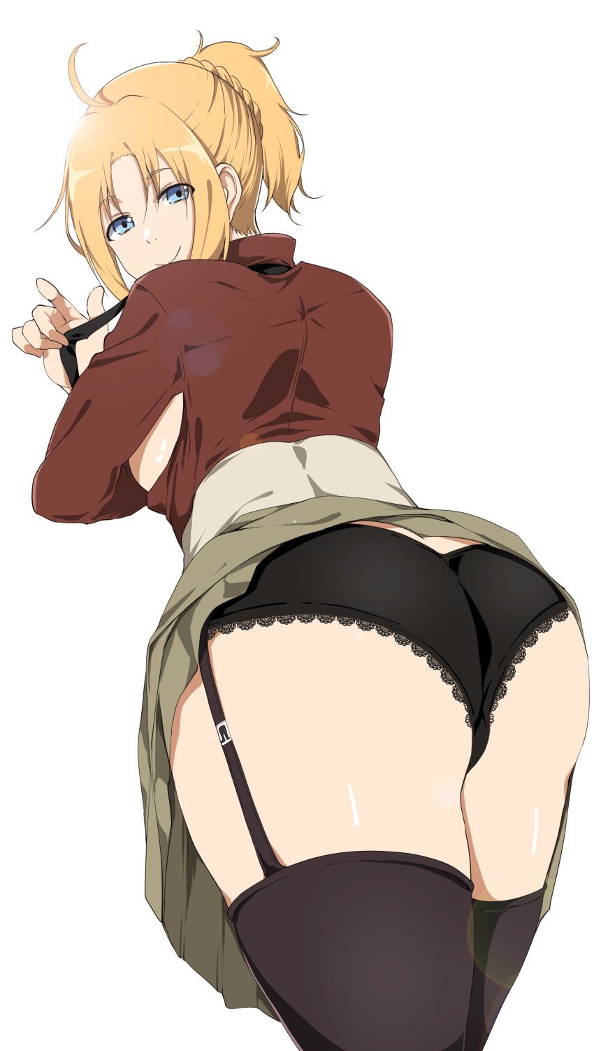 1girls ass backboob bent_over big_ass big_breasts blonde_hair breasts_out busty clothes_pull come_hither crossed_arms female from_behind large_breasts legs looking_at_viewer looking_back mature mature_female mature_woman medium_hair milf mushoku_tensei naughty_face panties ponytail sensual skirt smile teasing thighs voluptuous zenith_greyrat