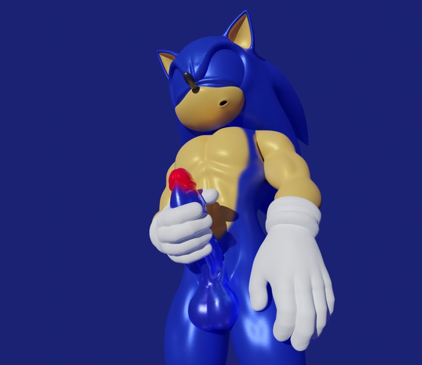 eggsaladsandwich eyes_closed gloves hand_on_penis hedgehog jerk_off jerking male masturbation muscular_male solo sonic_(series) sonic_the_hedgehog