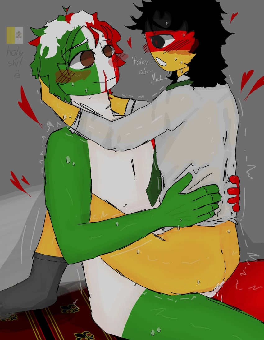 anal clothed_sub_nude_dom countryhumans gay germany_(countryhumans) italy_(countryhumans) nosebleed stickman