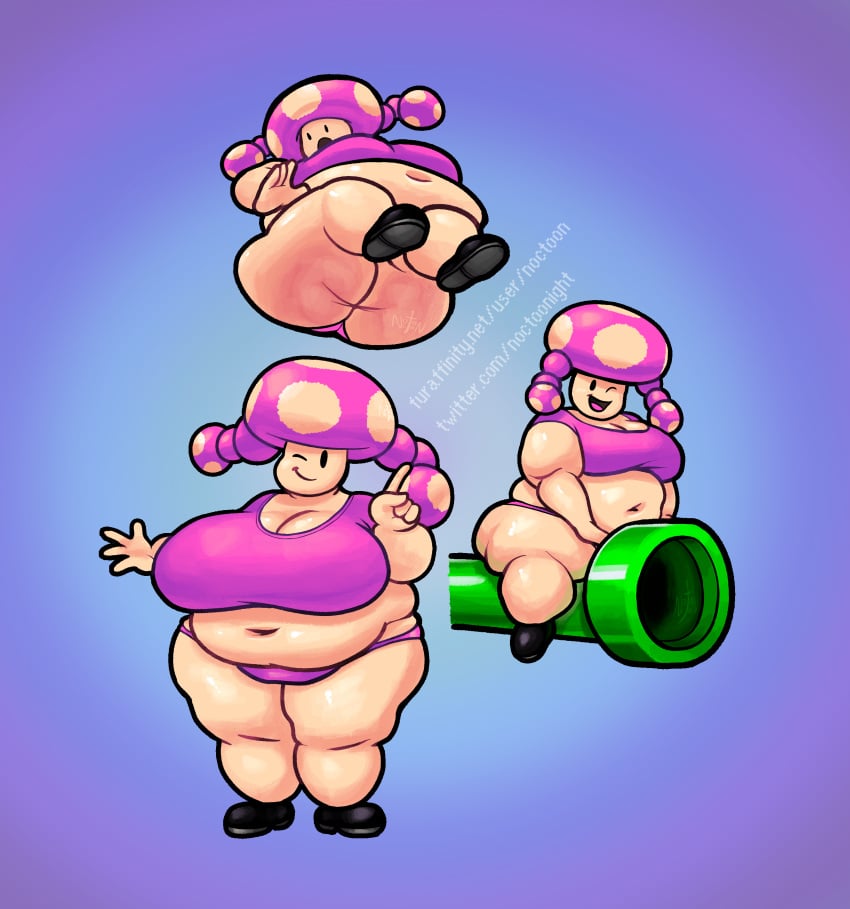 1girls ass belly belly_overhang bottomless bottomless_female breasts chubby chubby_female cleavage fat female female_focus female_only hips large_ass large_breasts maddieringtail mario_(series) mushroom mushroom_girl mushroom_humanoid nintendo noctoon panties pipes stomach super_mario_bros. thick_thighs thighs toadette underwear wide_hips