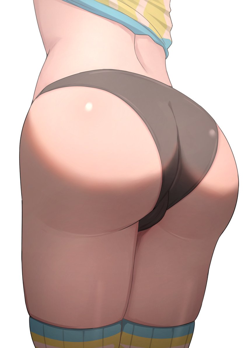 1girls 2023 alternate_version_available ass ass_focus big_ass bikini_bottom black_bikini_bottom cameltoe female hashira_14 hololive hololive_gen_2 hololive_japan legwear oozora_subaru sfw_version_available simple_background thighs virtual_youtuber white_background