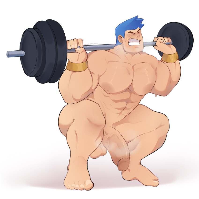 advance_wars balls bara big_penis closed_eyes exercise kirani_art male male_only max_(advance_wars) muscles muscular musk nude penis solo solo_male weightlifting