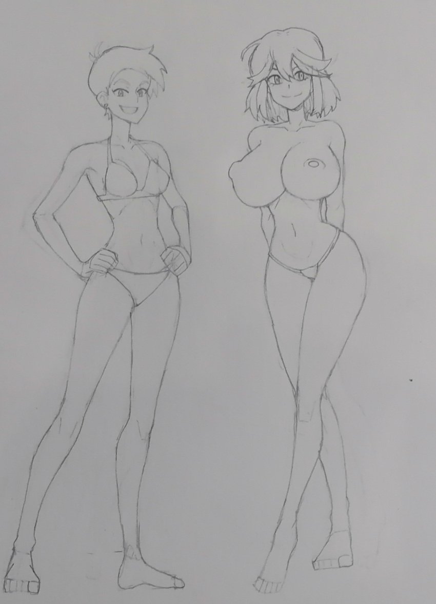 2girls amonzone big_breasts bikini crossover dc dc_comics kill_la_kill lois_lane lois_lane_(my_adventures_with_superman) matoi_ryuuko multiple_girls my_adventures_with_superman superman_(series) traditional_media_(artwork)