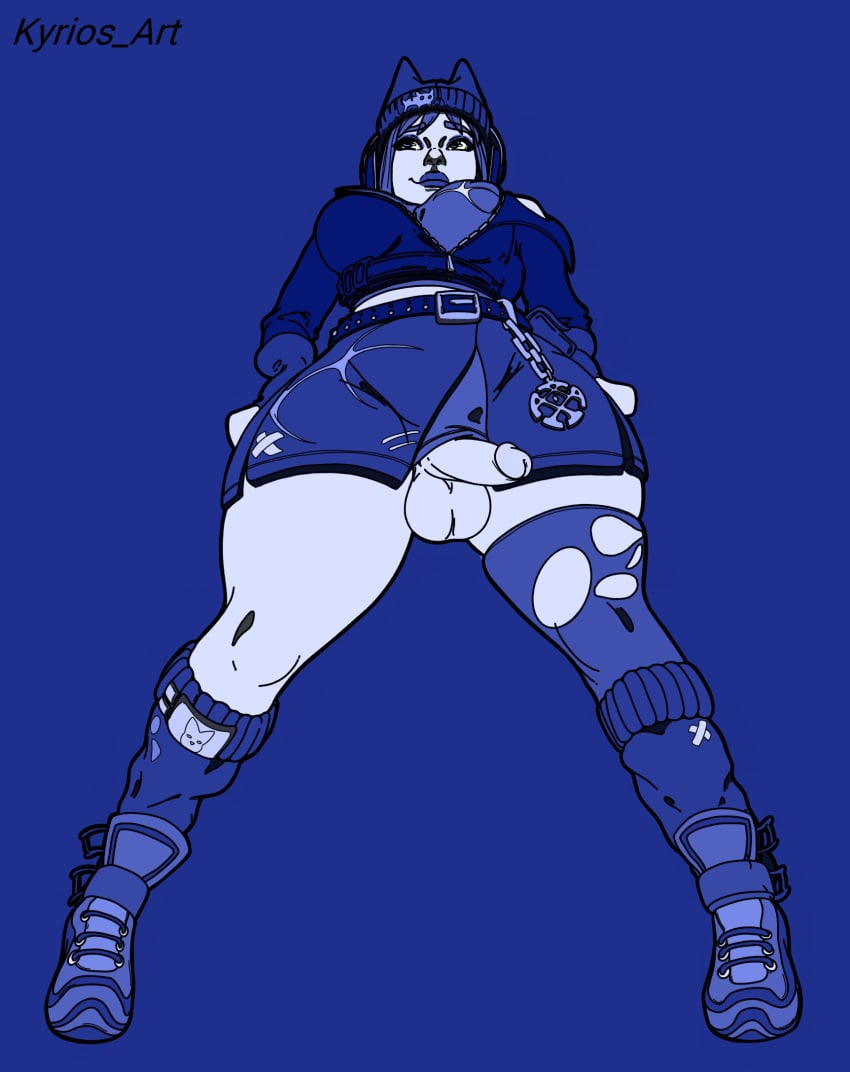 1futa big_breasts bottomless breasts clothed clothing flat_colors fortnite fortnite:_battle_royale futa_only futanari gynomorph hope_(fortnite) human humanoid_penis kyrios_art looking_away low-angle_view mostly_clothed penis shy simple_background skirt small_penis solo solo_futa standing stockings thick_thighs thighhighs wide_hips