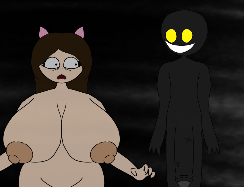 big_breasts big_penis bigger_female creepy_smile glowing_eyes scared_expression spina_wgf wgf