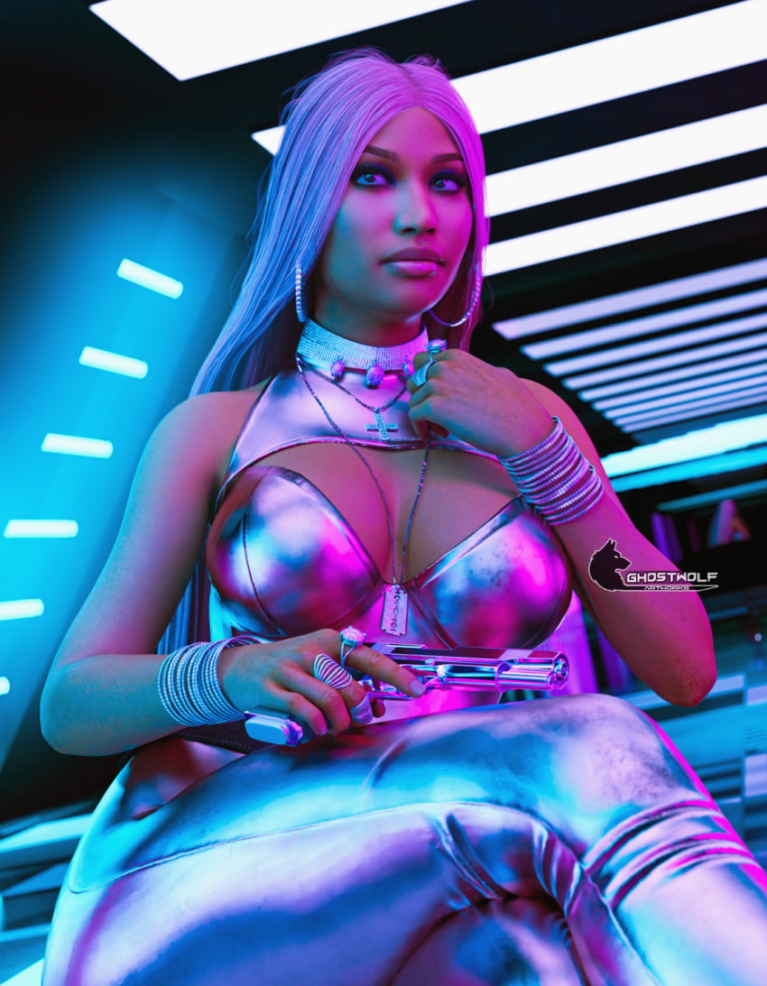 1girls 1woman 3d 3d_model activision big_breasts call_of_duty celeb celebrity clothed_female female female_human female_only firearm ghostwolf gun holding_gun huge_breasts indoors long_hair melanin nicki_minaj nicki_minaj_(cosplay) no_visible_genitalia nonsexual rapper solo solo_female