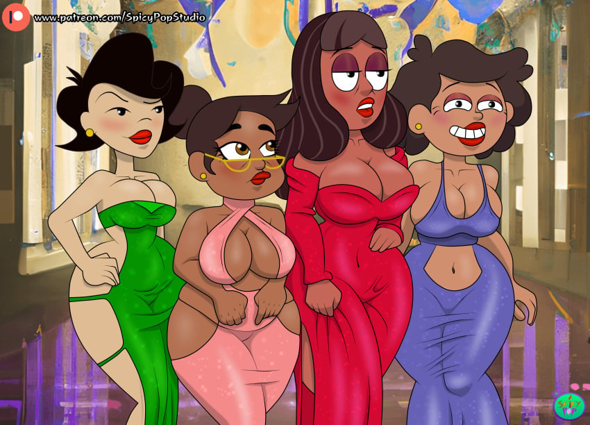 4girls american_dragon:_jake_long amphibia asian asian_female bad_anatomy big_breasts black_hair brown_hair camila_noceda cartoon_network clothed clothing crossover dark-skinned_female dark_skin disney dress female female_only glasses height_difference kim_k_ripoffs latina light-skinned_female light_skin mature_female milf milfs mother mrs._boonchuy multiple_girls oum_boonchuy priyanka_maheswaran red_lipstick revealing_clothes spicypop steven_universe susan_long the_owl_house thick_thighs voluptuous voluptuous_female wide_hips