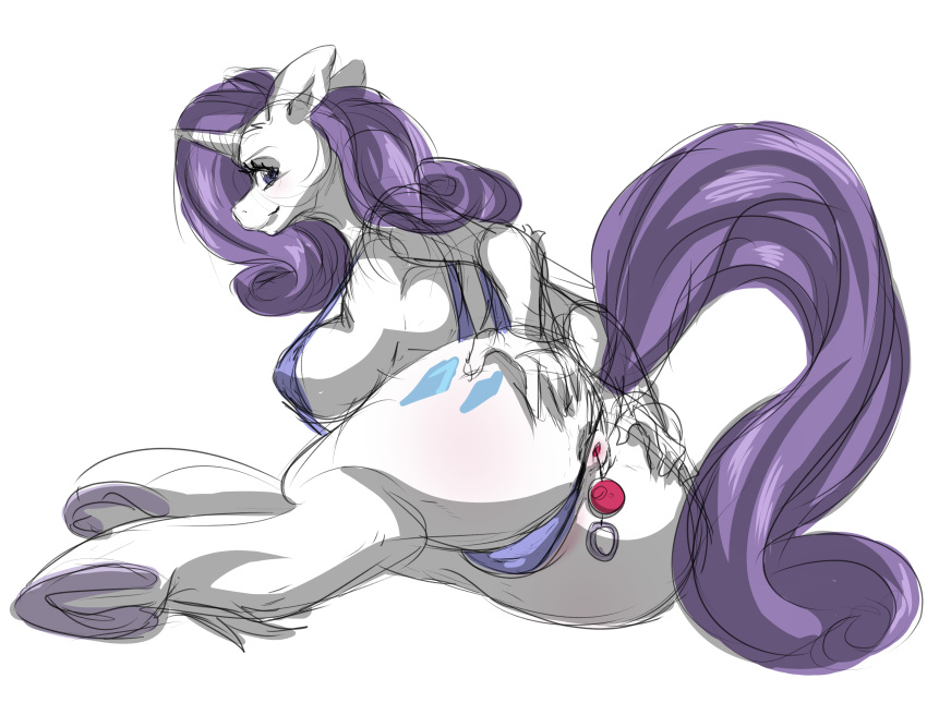 absurd_res anal anal_beads anal_beads_in_ass anal_sex anthro anthrofied ass big_butt bikini breasts clothing equid equine eyelashes female friendship_is_magic hair hasbro hi_res holding_butt hooves horn mammal my_little_pony object_in_ass penetration purple_hair rarity_(mlp) sex_toy sex_toy_in_ass sex_toy_insertion simple_background sling_bikini smile solo suddenhack swimwear unicorn white_background