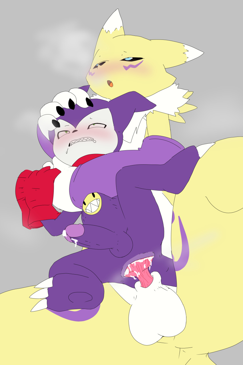 absurd_res anal anal_sex bandai_namco digimon digimon_(species) hi_res impmon male male/male penetration renamon sex size_difference vulapa