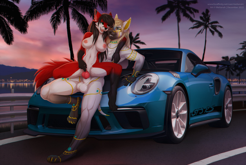 2023 4_toes 5_fingers anthro anthro_on_anthro anthro_penetrated anthro_penetrating anthro_penetrating_anthro balls black_hair black_nose blonde_hair breasts canid canine canis car duo feet female female_penetrated fingers fox fur genitals hair hi_res hindpaw humanoid_hands jackal knot male male/female male_penetrating male_penetrating_female mammal melianah multicolored_body multicolored_fur navel nipple_dip nipples nude outdoor_nudity outdoor_sex outside outside_sex palm_tree paws penetration penile penile_penetration penis penis_in_pussy plant porsche public public_nudity public_sex pussy red_body red_fur road sex sunset teeth toes tongue tree two_tone_body two_tone_fur vaginal_penetration vaginal_penetration vehicle white_body white_fur