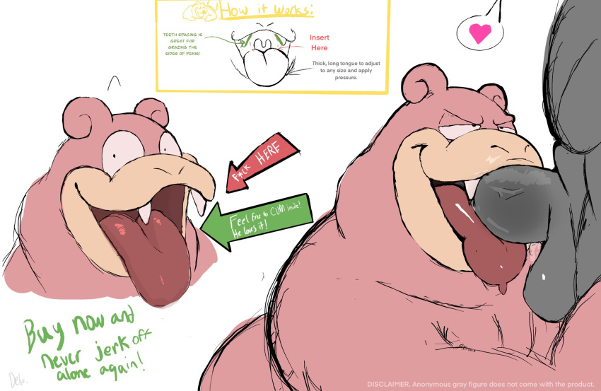 anthro balls blowjob boner debudraws erection gay male male_only nintendo nude oral overweight penis pink_body pokemon slowbro superchub tongue_out