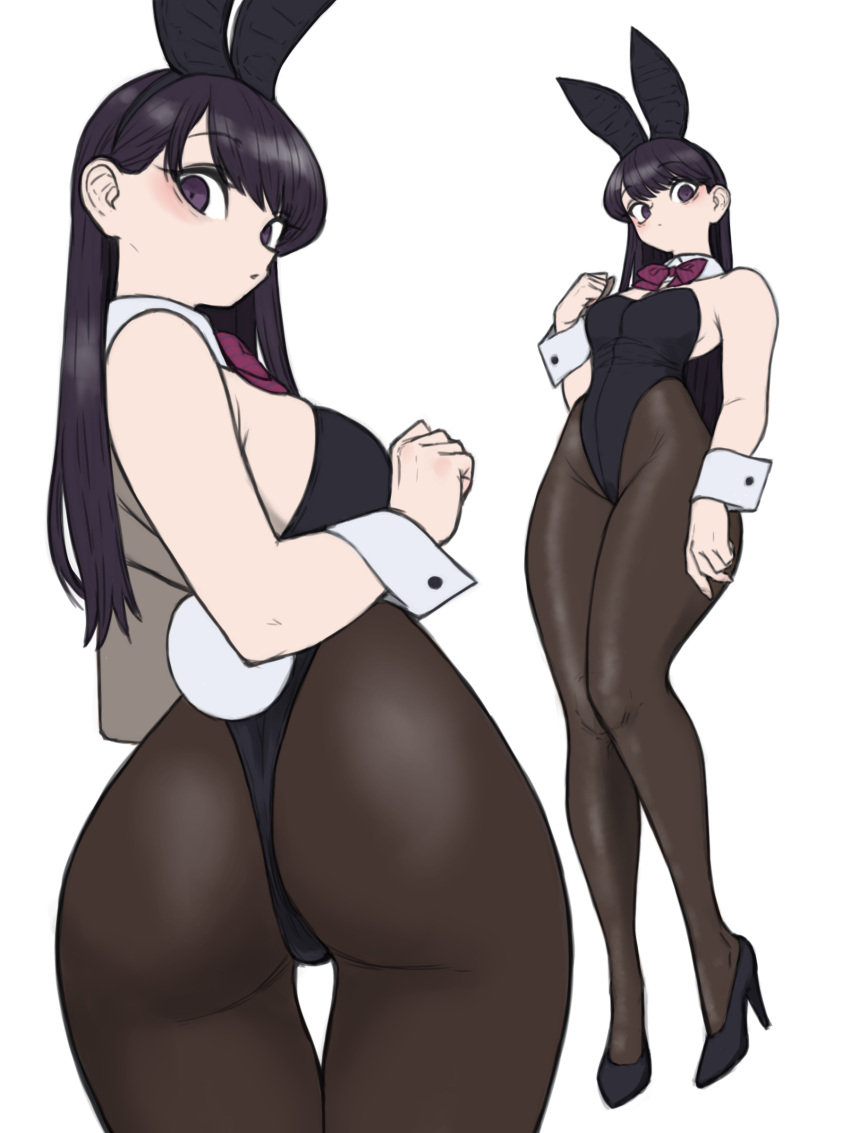 ass_focus bunny_ears bunny_girl bunnysuit clothed clothed_female female komi-san_wa_komyushou_desu komi_shouko legs leotard stockings toshinoshin00