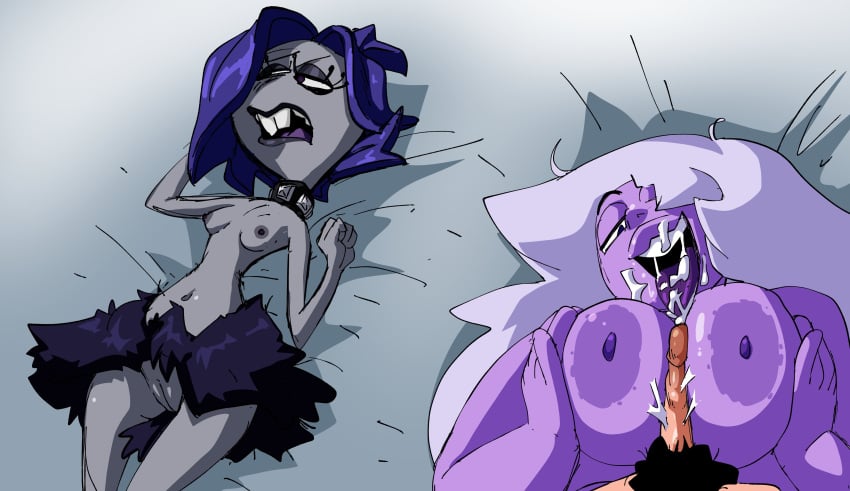 amethyst_(steven_universe) claire_wheeler coolerinker crossover cum_on_face gem_(species) inker_comics inkershike monster_girl monsters_inc monsters_university paizuri partial_male steven_universe straddling_paizuri tagme