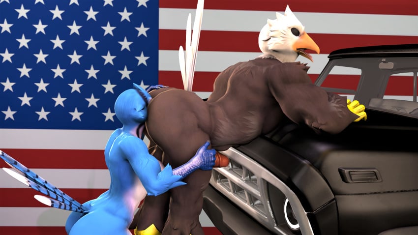 3d_(artwork) accipitrid accipitriform anal anthro ass avian bald_eagle balls big_butt bird bird_(petruz) blue_jay bubble_butt closed_eyes corvid digital_media_(artwork) duo eagle erection face_in_ass feathers female female_rimming_male flag genitals hand_on_butt hi_res jay_(bird) kyleroo male male/female muscular muscular_male new_world_jay nude oral oscine passerine penis petruz_(copyright) rimming sea_eagle sex source_filmmaker stars_and_stripes truck_(vehicle) united_states_of_america vehicle