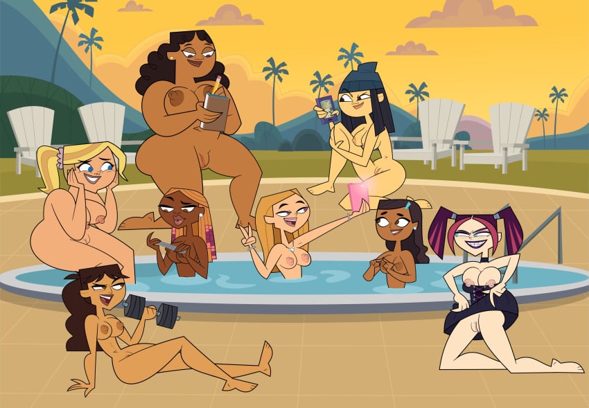 2023 ass axel_(tdi) barefoot black_hair blonde blonde_hair blonde_hair_female blue_eyes breasts brown_eyes brown_hair brunette brunette_hair cartoon_network chairs completely_nude completely_nude_female cyan_eyes dark_brown_eyes dirty_blonde dirty_blonde_hair dreadlocks earrings emma_(tdi2023) feet hot_tub jacuzzi julia_(tdi) lipstick long_hair millie_(tdi) mk_(tdi) multiple_girls naked navel necklace nichelle_(tdi) nipples nude nude_female outdoors outdoors_nudity palm_trees pennsatucky phone phones pigtails pink_highlights ponytail priya_(tdi) purple_eyes purple_hair scary_girl_(tdi) smartphone total_drama_island total_drama_island_(2023) undressing vagina wristband