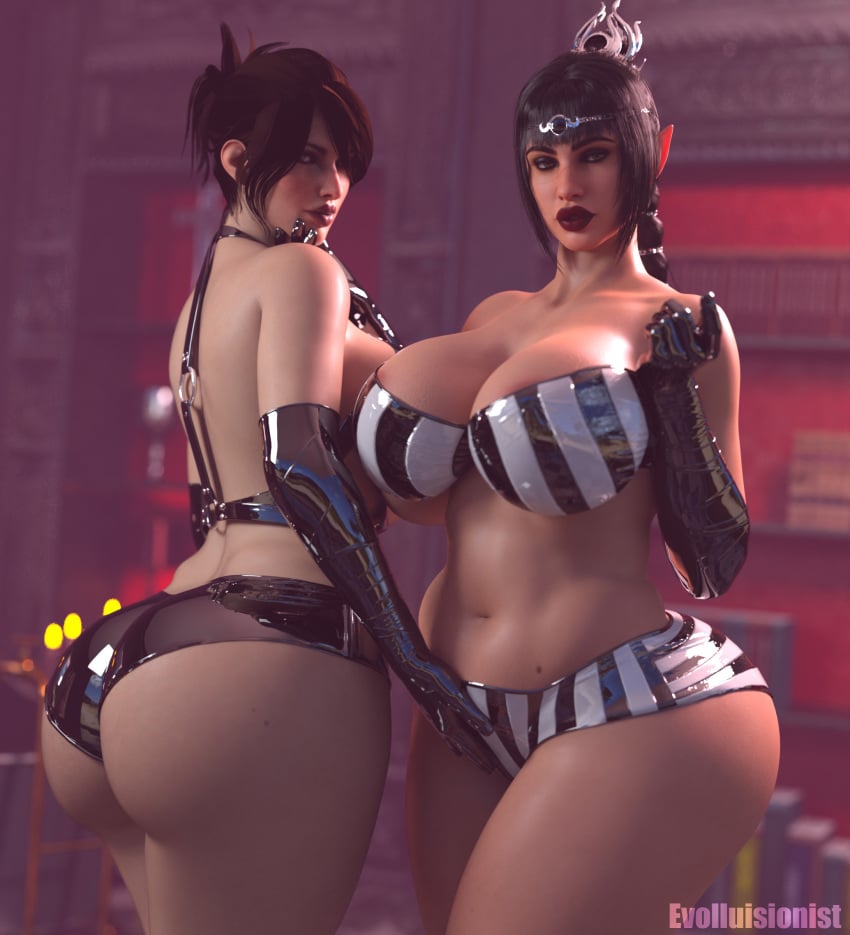 2girls 3d ass baldur's_gate baldur's_gate_3 bedroom_eyes big_ass big_breasts big_lips bikini bimbo bimbo_body bimbo_lips bimbofied black_hair bra breasts brown_hair dungeons_and_dragons elbow_gloves elf_ears evolluisionist face_scar female female_only forgotten_realms fully_clothed giant_ass gloves hazel_eyes hips hips_wider_than_shoulders huge_breasts juicy_butt large_breasts latex latex_armwear latex_gloves library light_skin lips lipstick looking_at_viewer mommy morrigan_(dragon_age) non-nude ponytail scar seductive seductive_eyes seductive_look shadowheart shiny shiny_clothes slut slutty_outfit strapless sultry_eyes thick thick_ass thick_thighs wide_hips