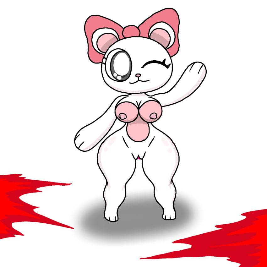 big_breasts blood_on_floor bow breasts dragulj front_view malino_species naked naked_female no_sex pretty_blood pussy rinny_(pretty_blood) standing tagme