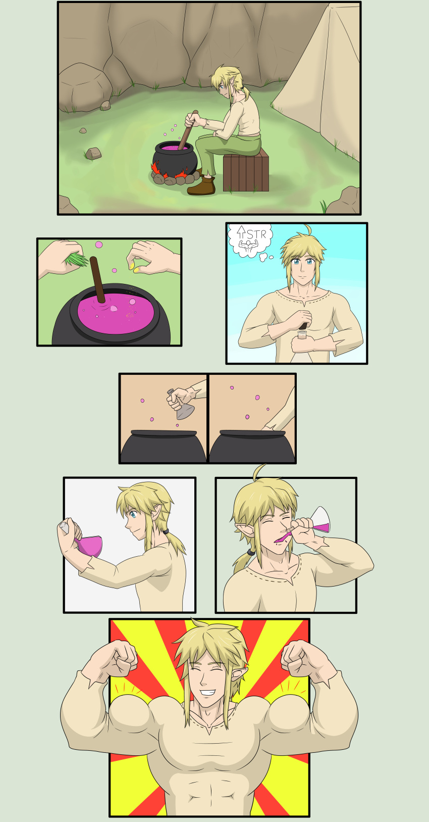 1male blonde_hair comic dosu-kunn link muscle_growth muscular_male tagme the_legend_of_zelda