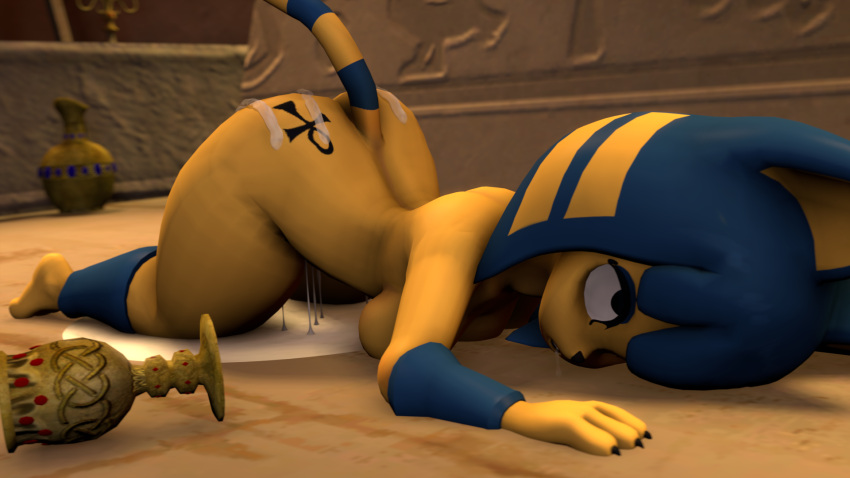 3d 3d_(artwork) 3d_model animal_crossing ankha ankha_(animal_crossing) ankha_(hazeker) cum cum_on_body doubutsu_no_mori female hazeker nairu_(doubutsu_no_mori) nintendo sfm