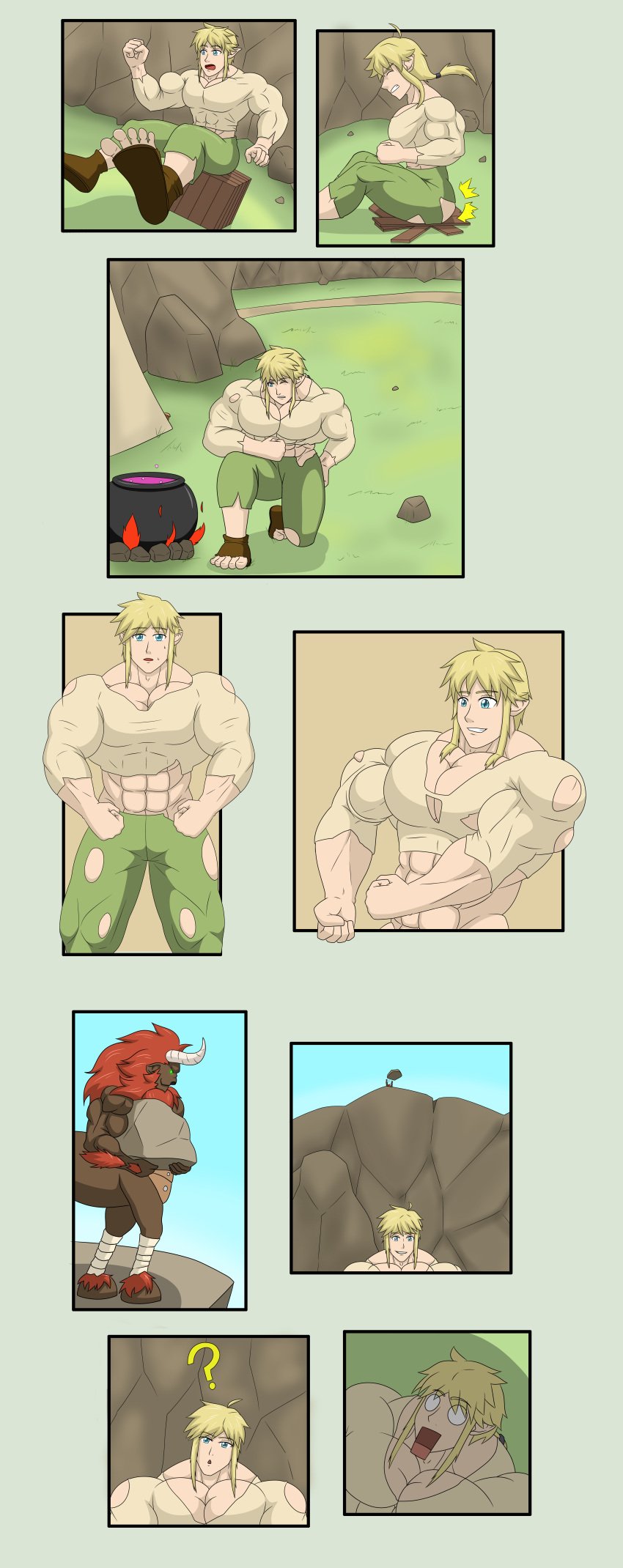 1male blonde_hair comic dosu-kunn link muscle_growth muscular_male tagme the_legend_of_zelda