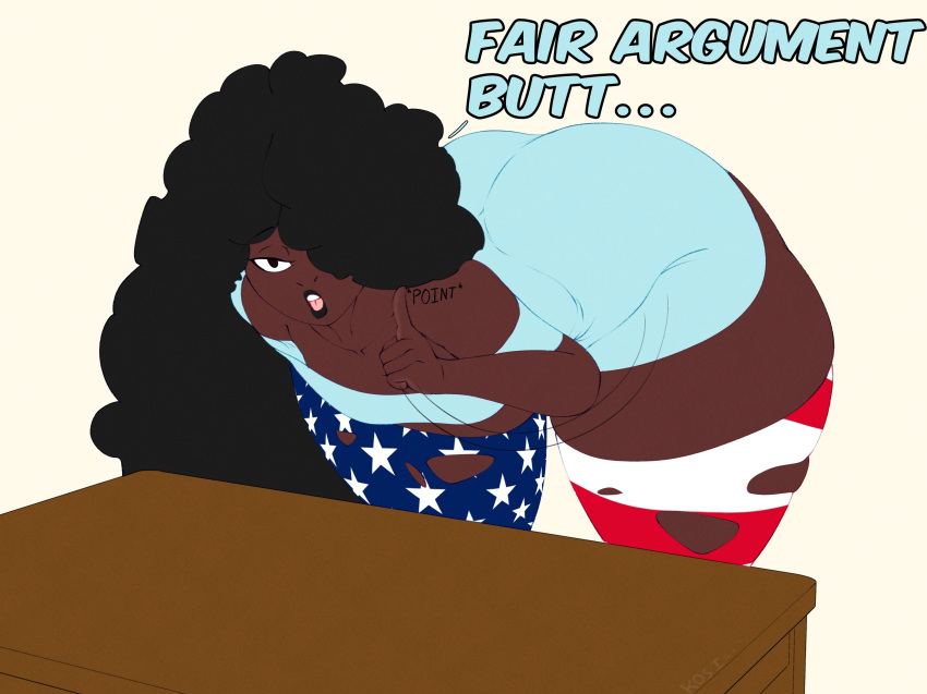 1girls 4th_of_july american_flag_print ass bent_over big_ass black_hair bubble_butt dark-skinned_female dark_skin dat_ass fair_argument_but… fair_argument_butt... fat_ass female female_only havanna_(n-kosi) huge_ass large_ass looking_at_viewer n-kosi n-kosi_(coloring) original solo thick_ass thick_thighs thighhighs wide_hips