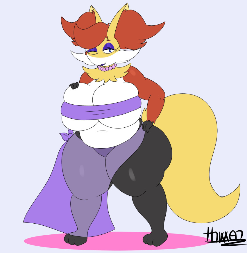 big_breasts breasts carrie_(thixxen) chubby delphox female milf pokémon_(species) pokemon thick_thighs thixxen wide_hips