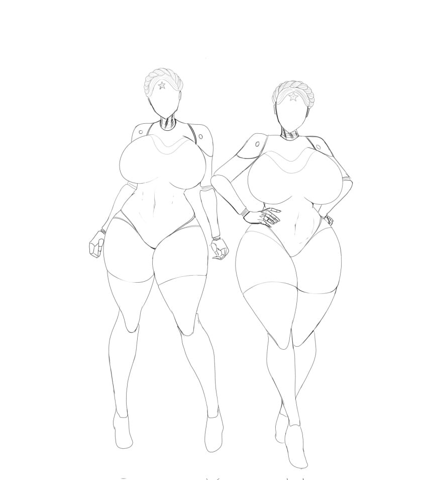 2girls animatronic atomic_heart ballerina big_ass big_breasts big_butt black_and_white greyscale huge_ass huge_breasts huge_butt left_(atomic_heart) looking_at_viewer ls no_color right_(atomic_heart) robot robot_girl sketch tagme the_twins_(atomic_heart) thick_thighs thighs white_background