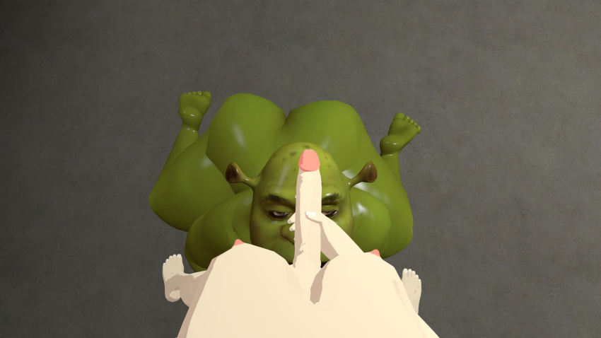 1boy 1futa 3d big_ass crossover eastern_and_western_character erect_penis erection futa_on_male futanari garry's_mod green_body huge_ass kill_la_kill light-skinned_futanari male masturbation matoi_ryuuko shrek shrek_(series) sucking_testicles thick_thighs