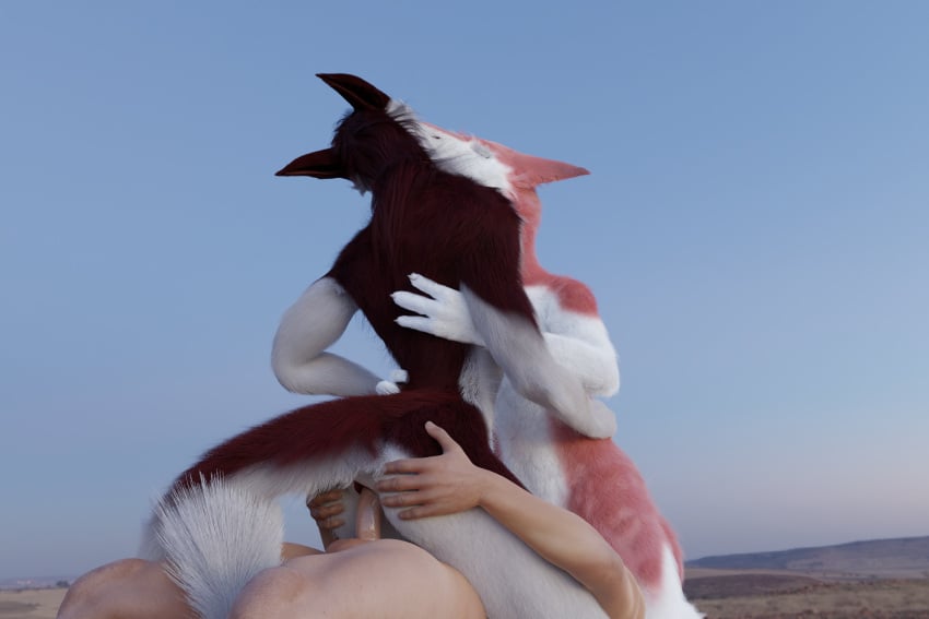 3d_(artwork) anal anal_sex anthro anus blender_(software) blender_cycles cunnilingus digital_media_(artwork) facesitting female female/female feral french_kissing fur genitals group group_sex hair hi_res human human_on_anthro humanoid interspecies kissing male male/female mammal oral penetration penis racf92 rendered reverse_spitroast sergal sex sitting_on_another sunset threesome trio vaginal_penetration