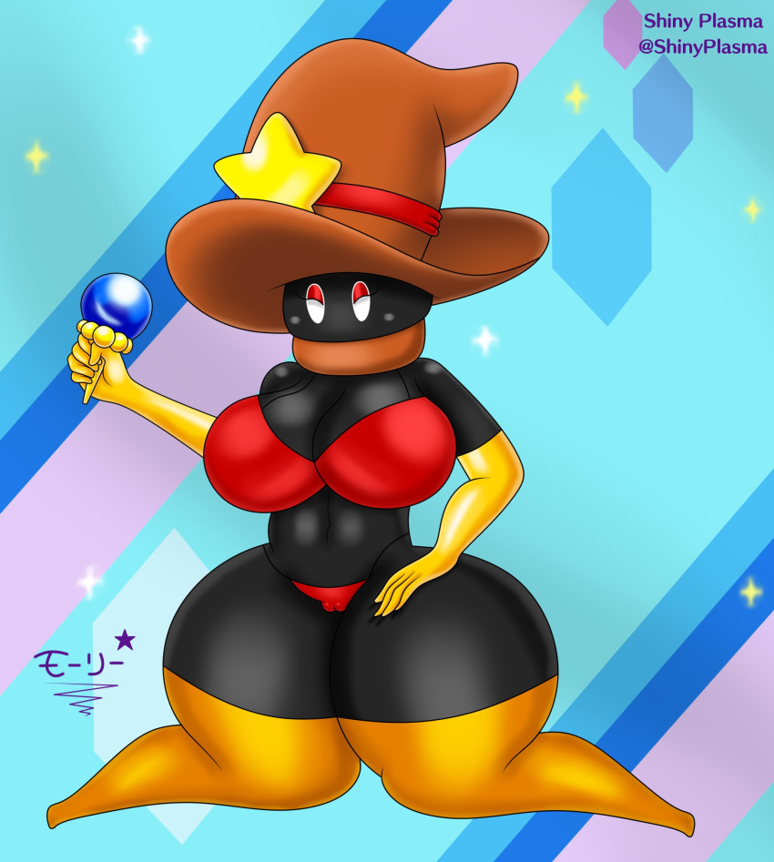 1girls 2023 2d bedroom_eyes big_breasts black_skin bra breasts cowboy_hat female female_only gloves kirby_(series) kirby_super_star magic_wand mouthless panties pussy_visible_through_panties rule_63 sirmirror star stockings superstarplasma