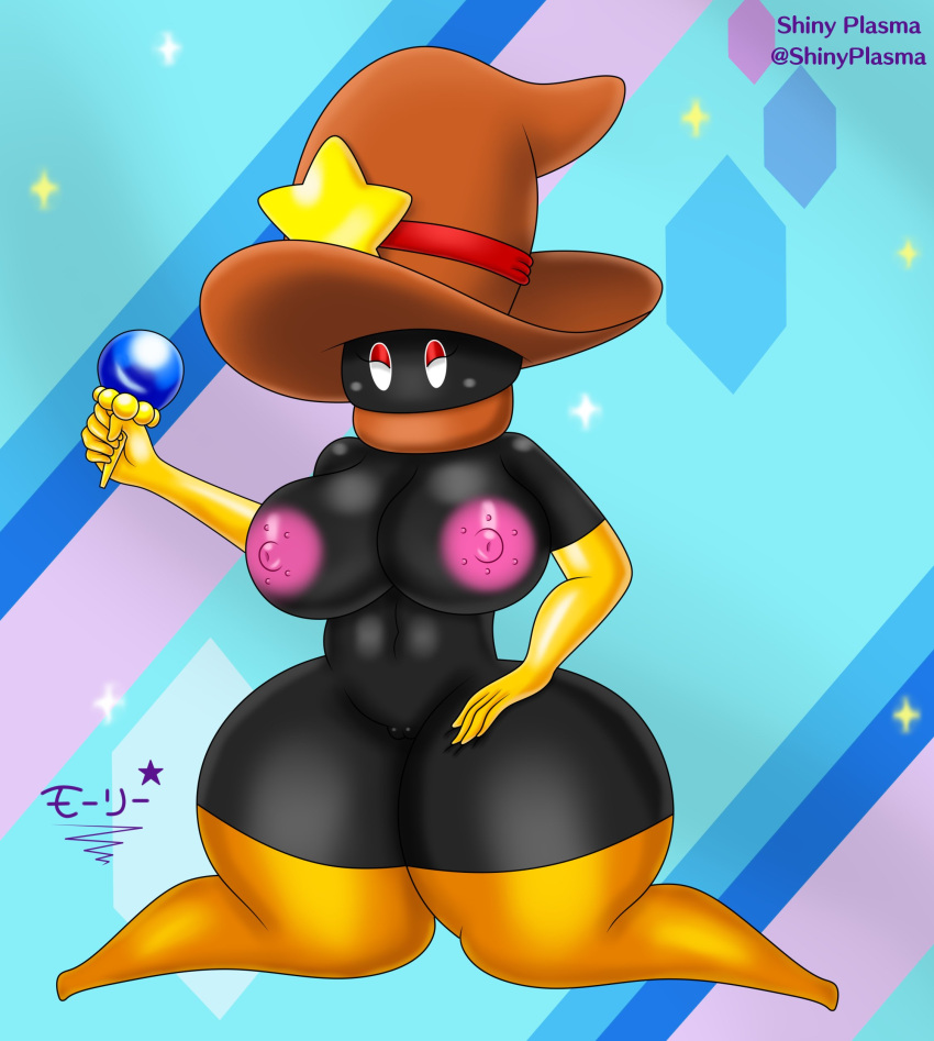 1girls 2023 2d bedroom_eyes big_breasts black_skin breasts cowboy_hat female female_only gloves kirby_(series) kirby_super_star magic_wand mouthless nipples nude nude_female pussy rule_63 sirmirror star stockings superstarplasma