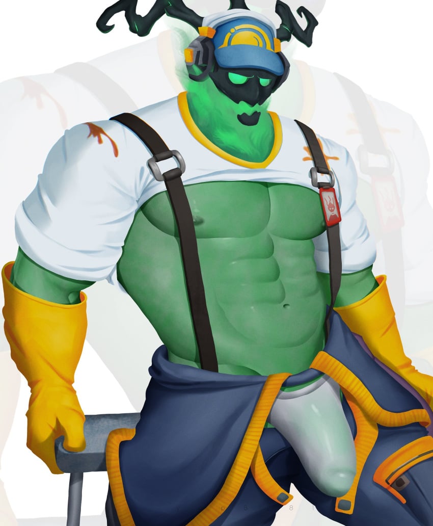 abs bara gloves handwear headphones headwear janitor_thresh league_of_legends male male_focus male_only male_underwear nipples pants pecs penis_outline shirt shirt_lift shirt_up solo solo_male the_grind_series thresh underwear yop5281