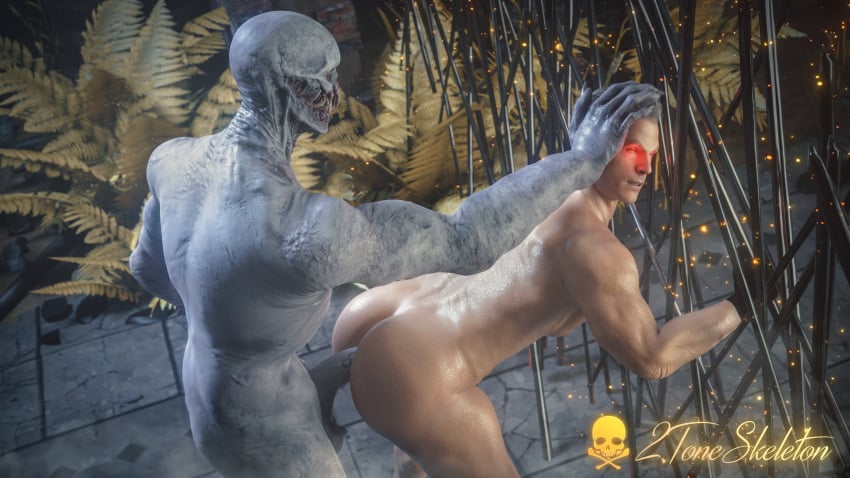 2toneskeleton 3d 3d_model against_surface against_wall albert_wesker anal ass big_ass blonde_hair daddy dbd dead_by_daylight dilf from_behind gay glowing_eyes monster monster_on_male nude outdoors red_eyes regenerator resident_evil resident_evil_4_remake tagme teratophilia