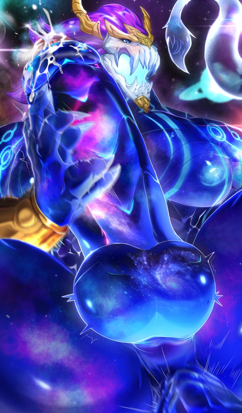 anal_sex anthro ass ass_focus aurelion_sol balls big_ass big_penis bioluminescence blue_body blush cum cumdrip dragon dripping_cum eastern_dragon erection gay league_of_legends magangz male male/male male_only muscular muscular_male penetration penis precum riot_games spread_legs