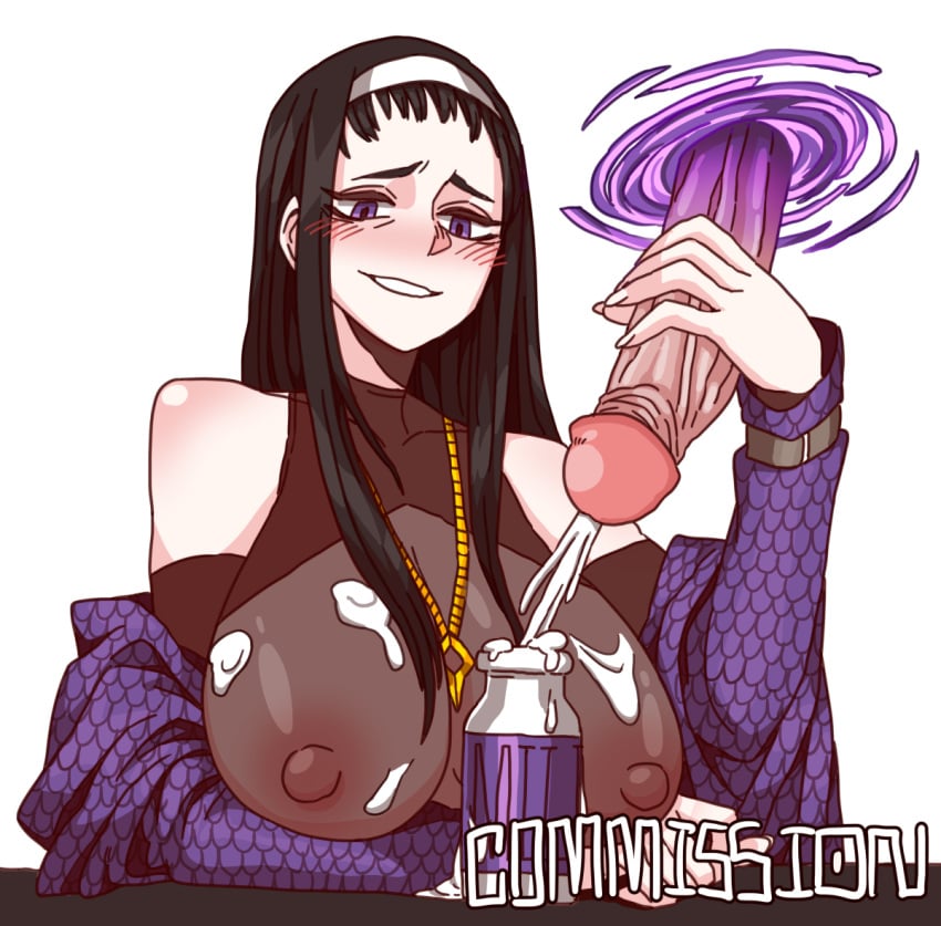 1girls b2k big_penis commission cum female iori_(library_of_ruina) jerkingoff_another library_of_ruina long_hair project_moon purple_eyes
