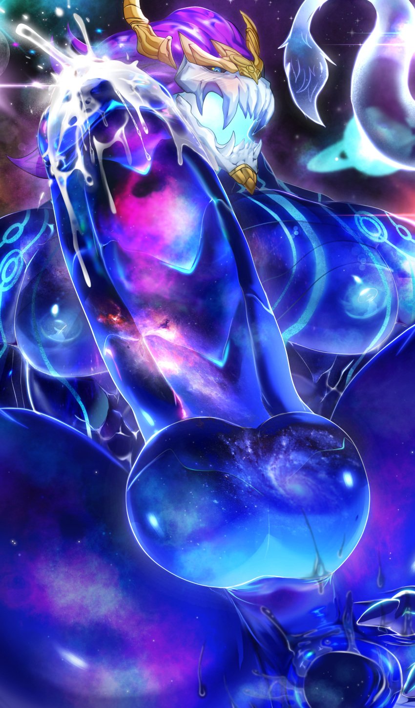 1boy anthro ass ass_focus aurelion_sol balls big_ass big_penis bioluminescence blue_body cum cumdrip dragon dripping_cum eastern_dragon erection gay league_of_legends magangz male male_only muscular muscular_male penis riot_games solo solo_focus spread_legs