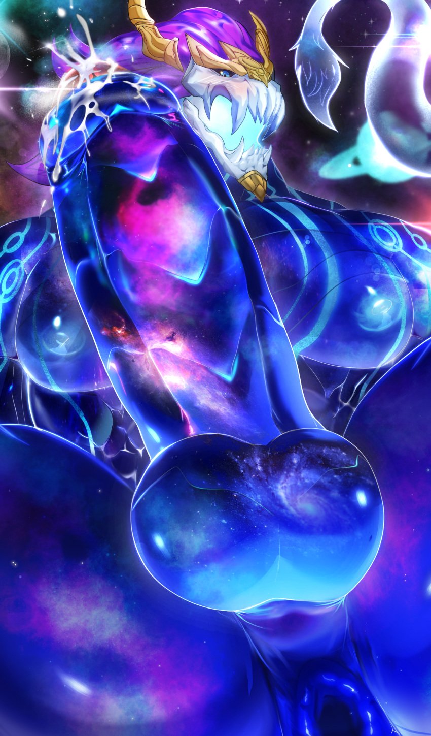 anthro ass ass_focus aurelion_sol balls big_ass big_penis bioluminescence blue_body cum dragon eastern_dragon erection gay league_of_legends magangz male male_only muscular muscular_male penis precum riot_games spread_legs